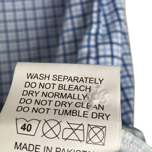 Collars & Co Polo Shirt Mens Large Blue Tattersall Golf Preppy Stretch Dress NWT - Picture 8 of 9